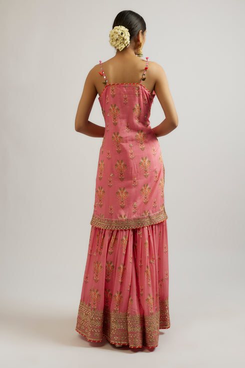 Advika Strappy Sharara Set - Pink